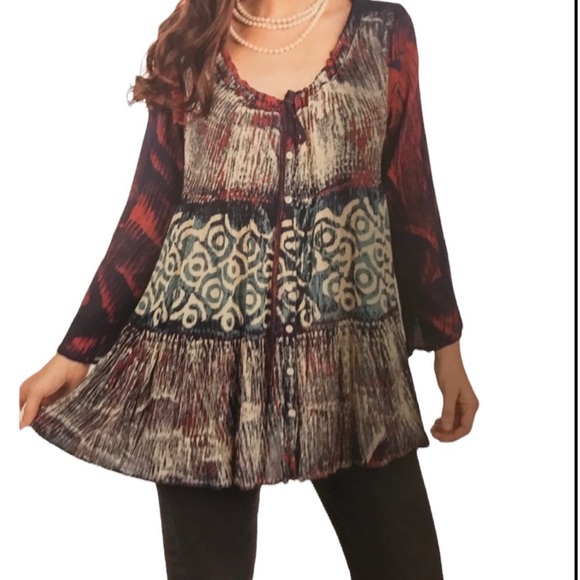 NWT.  BLOUSE by Sacred Threads. ONESIZE. BL/RD 2.     219751 - Picture 1 of 5